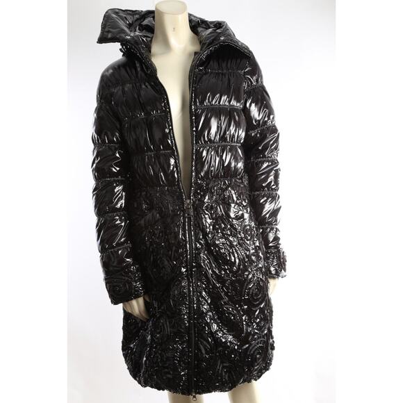 CELYNb Black Shiny Quilted Down Winter Puffer Jacket Size XS - Picture 2 of 14